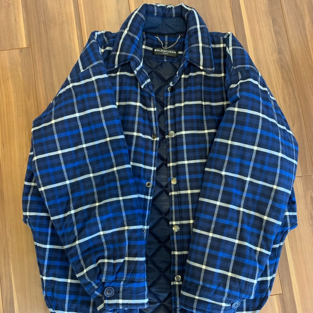 Balenciaga oversized quilted lined flannel jacket